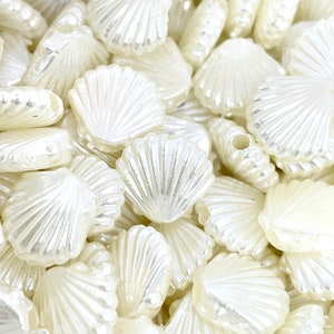 10mm Cute Mermaid Shell Beads, Shell Necklace, Jewelry, Ivory Clam Shell