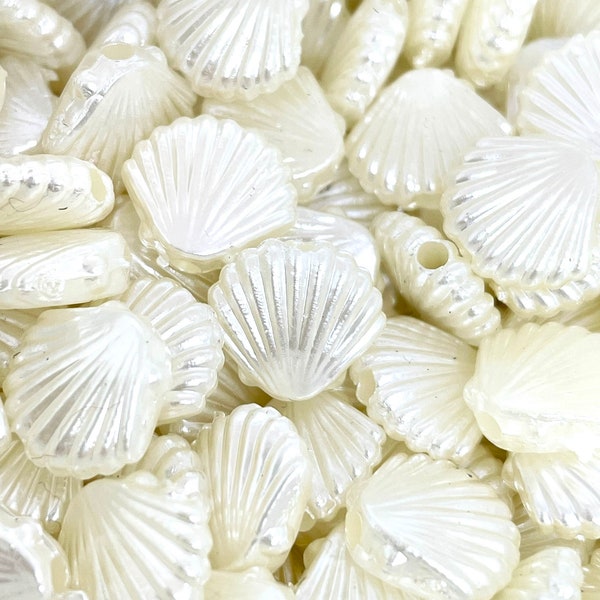 10mm Cute Mermaid Shell Beads, Shell Necklace, Jewelry, Ivory Clam Shell