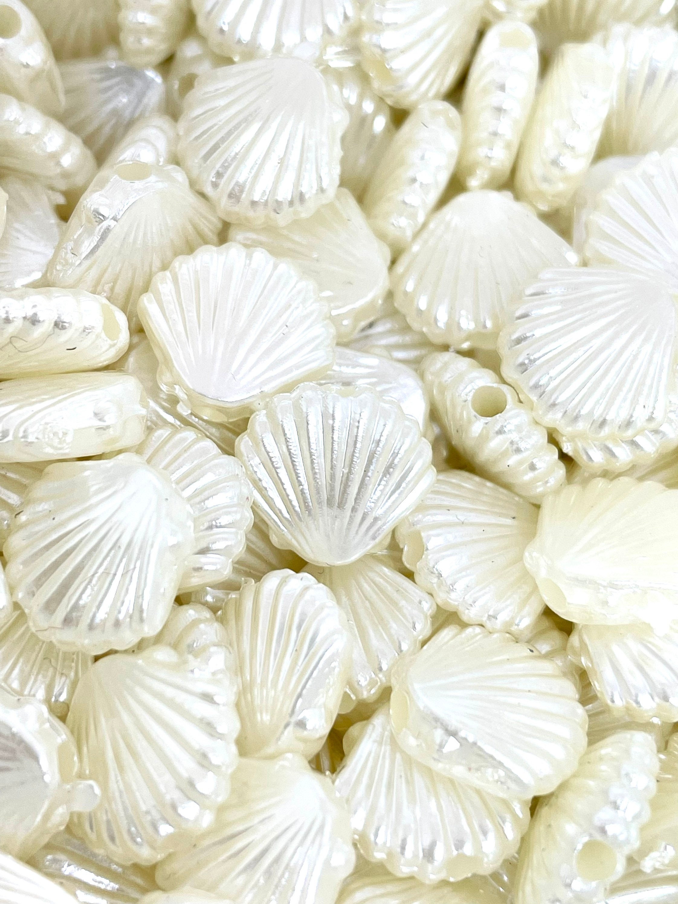 10mm Cute Mermaid Shell Beads, Shell Necklace, Jewelry, Ivory Clam Shell
