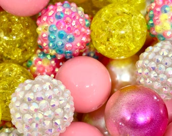20mm Chunky Sweet Darling Bead Variety, Mix, Spring Themed