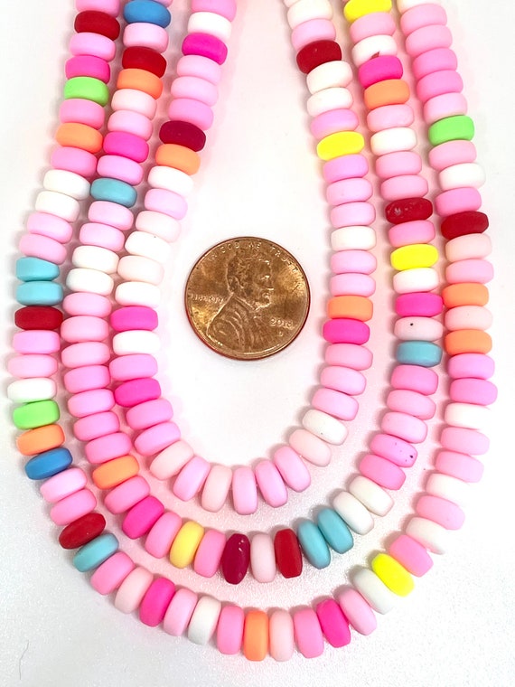 Candy Bead Necklace, Heishi Beads, Disc Beads, 6mm Polymer Clay Beads for  Jewelry Making, Heishi Necklace, Bright Colorful Beads