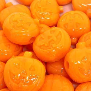 Bright Orange Pumpkin Beads for Halloween, Orange Beads with Large Hole, Halloween Beads for Kids, Halloween Themed Beads, Halloween Crafts