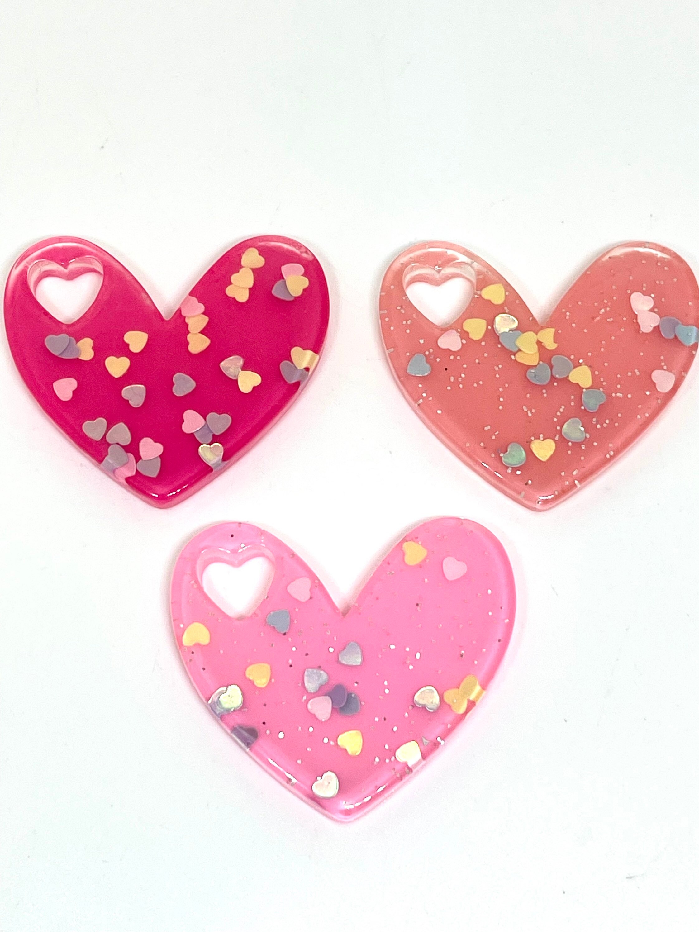 Valentines Day Conversation Heart Charms for Jewelry Making, Resin Heart Pendants, Valentine's Day Jewelry