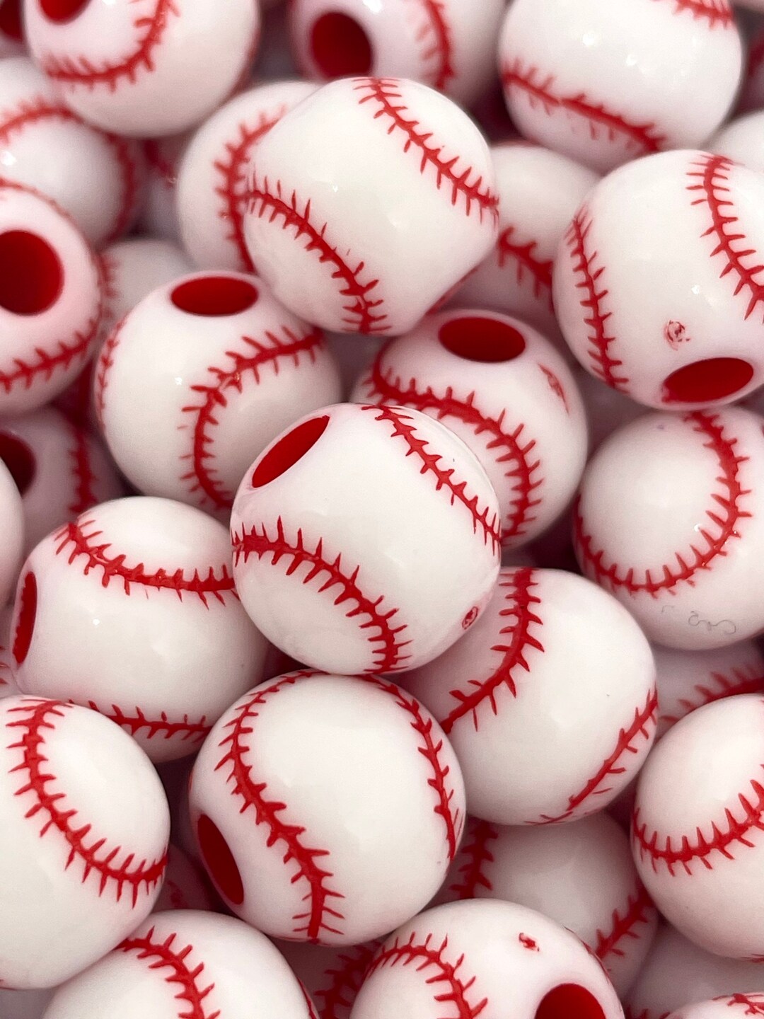 Sports Baseball Beads for Lanyard, Keychain, Baseball Charm, Baseball