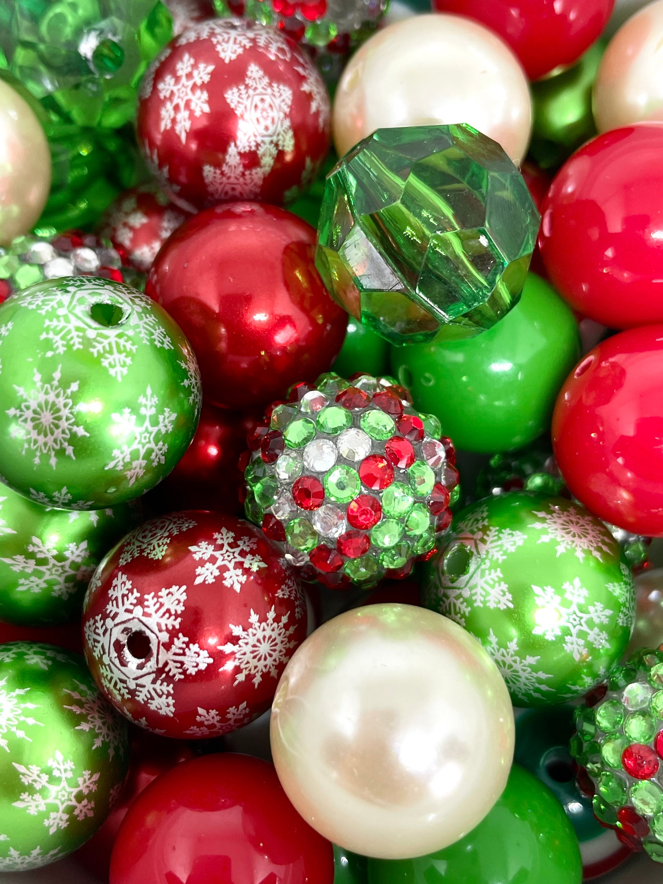 Gorgeous Christmas Bead Mix for Garland, Bejeweled Beads for Holidays, Christmas Bead Assortment for Jewelry Making, Chunky Christmas Beads