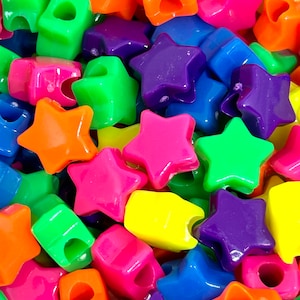 Neon Star Pony Beads, Kandi Beads, Star beads, Spacer Beads