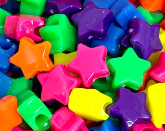 Neon Star Pony Beads, Kandi Beads, Star beads, Spacer Beads