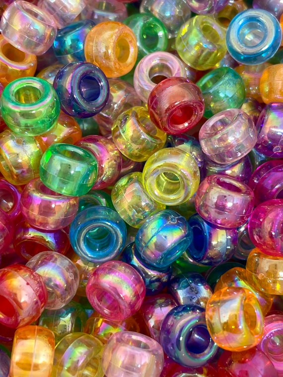 Rainbow Glitter Kandi Beads, 9mm Barrel Beads, Glitter Beads, Cute Kandi  Beads, Kawaii Kandi Beads for Bracelet, Cute Pony Beads