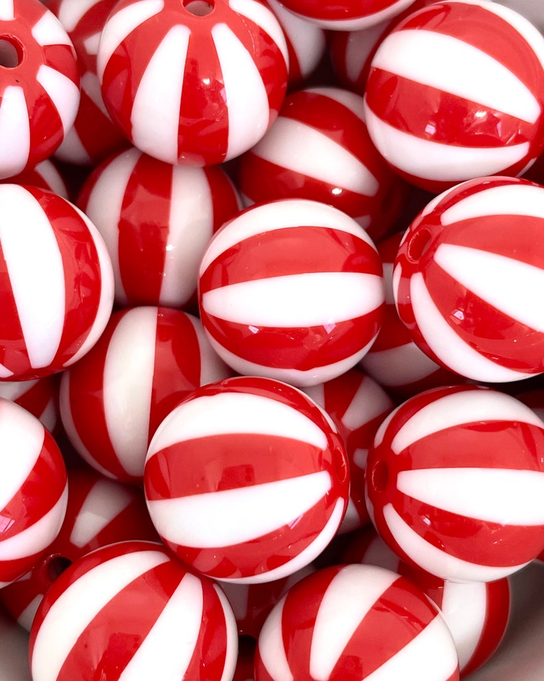 Peppermint Beads Candy Cane Beads for Chunky Necklace Chunky Etsy