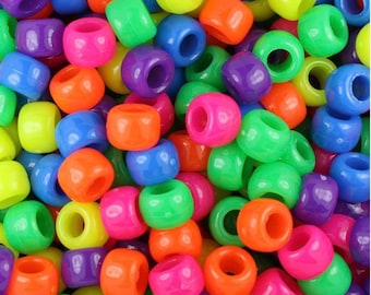 Neon Kandi Beads, Pony Beads, Barrel beads, Spacer Beads