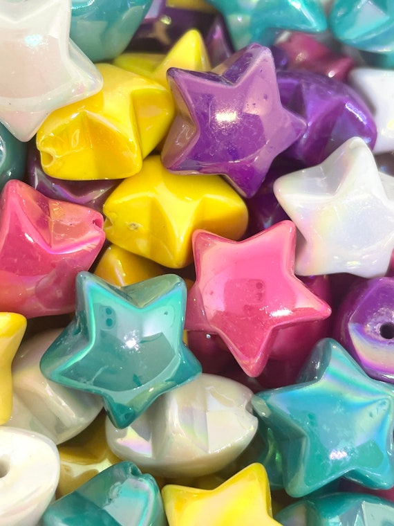 18mm Shiny Puffy Star Beads Charms AB Beads Star Novelty Beads