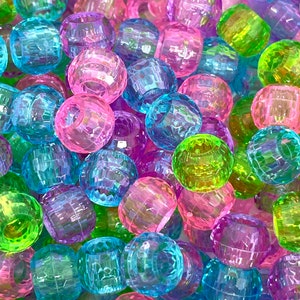 Glitter Beads - 10mm Transparent Glitter Acrylic or Plastic Beads - 80 pc  set