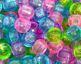 Translucent Spring Bead Set, Faceted Barrel Beads, Pony Bead Assortment, Bulk Beads for Jewelry Making, 9mm Kandi Set
