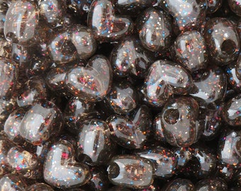 Black Confetti Heart Pony Beads for Halloween Jewelry, Party Beads, Halloween Beads, Gothic Beads, Gothic Lolita, Creepy Beads