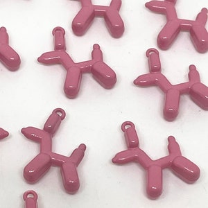 Cute Pink Balloon Dog Charm, Pendant for Jewelry Making, Kawaii Charms, Metal Alloy