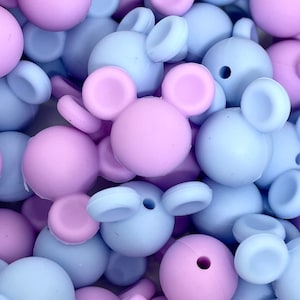 Pastel Mouse Head Beads, Mickey Silicone Beads for Lanyard, Mickey Beads for Bracelet, Mickey Beads for Mask
