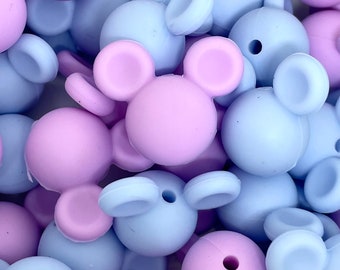 Pastel Mouse Head Beads, Mickey Silicone Beads for Lanyard, Mickey Beads for Bracelet, Mickey Beads for Mask