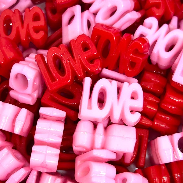 Bright Pink and Red Love Bead Mix, Valentine's Day Beads