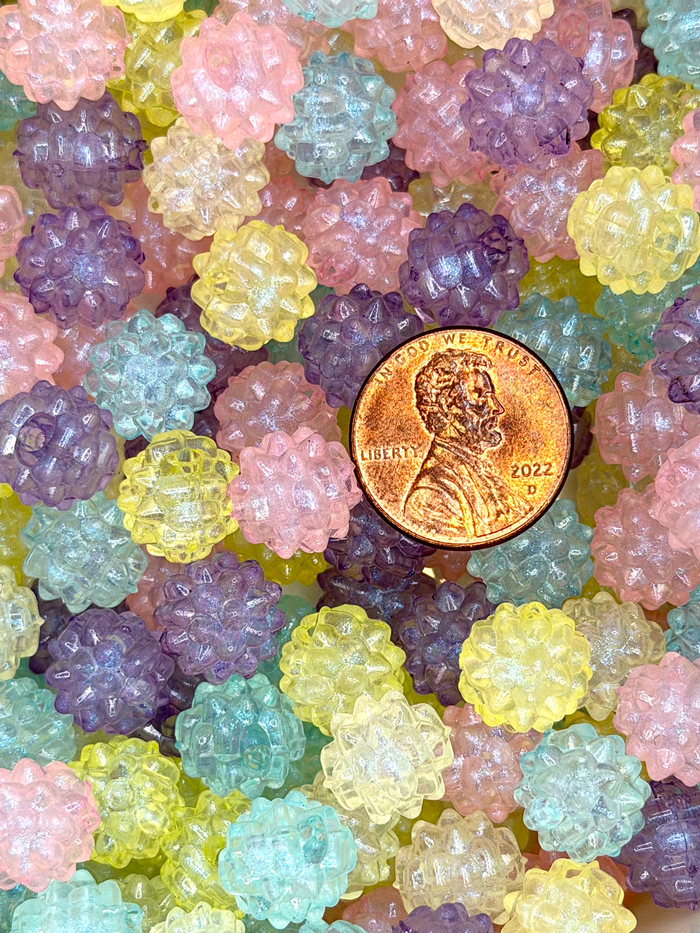 Konpeito Candy Beads Pastel Mix, Frosted Acrylic Spacer Beads, Kawaii ...