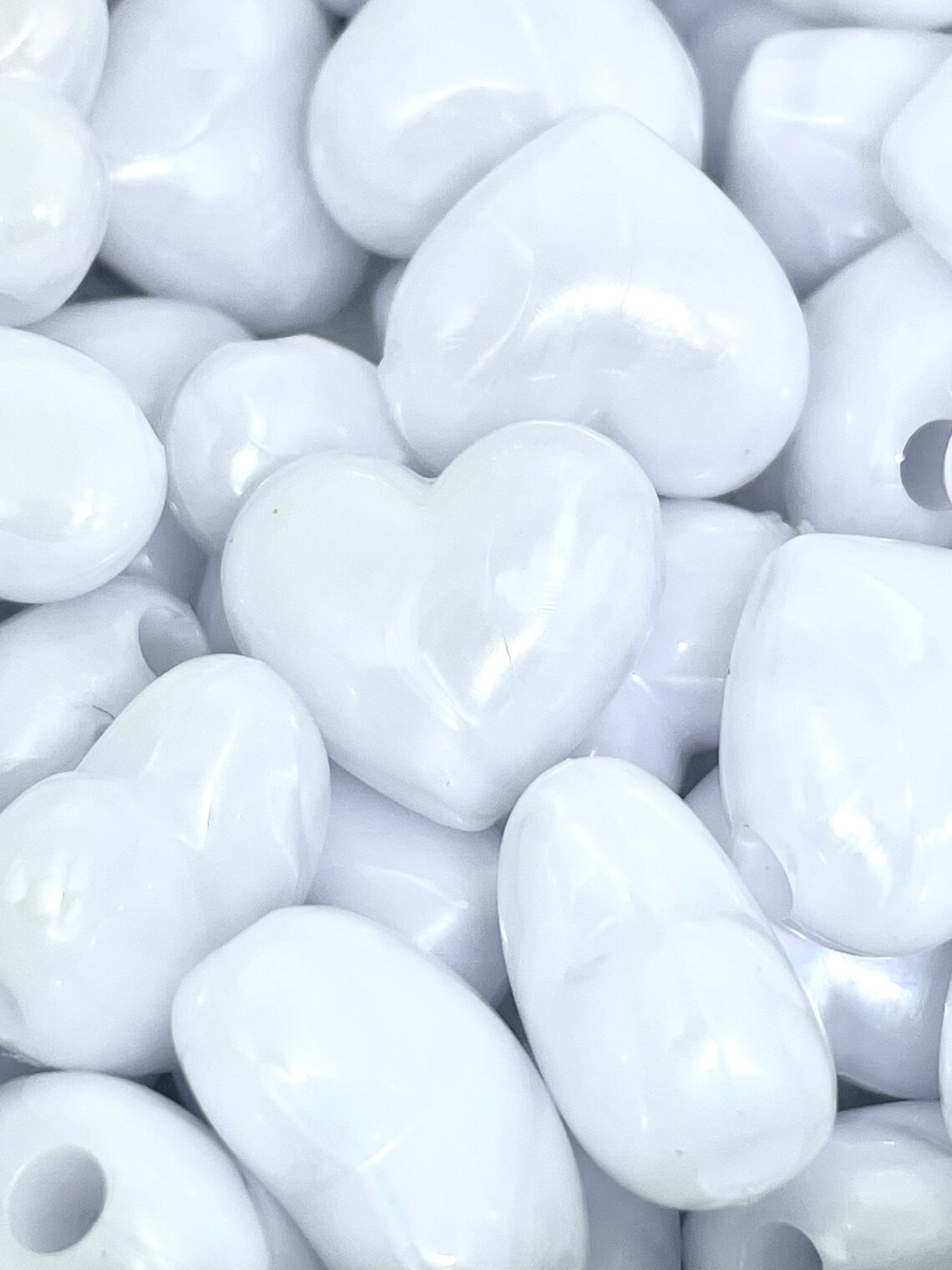 Bright White Heart Beads Pendant Beads Large Hole Beads - Etsy