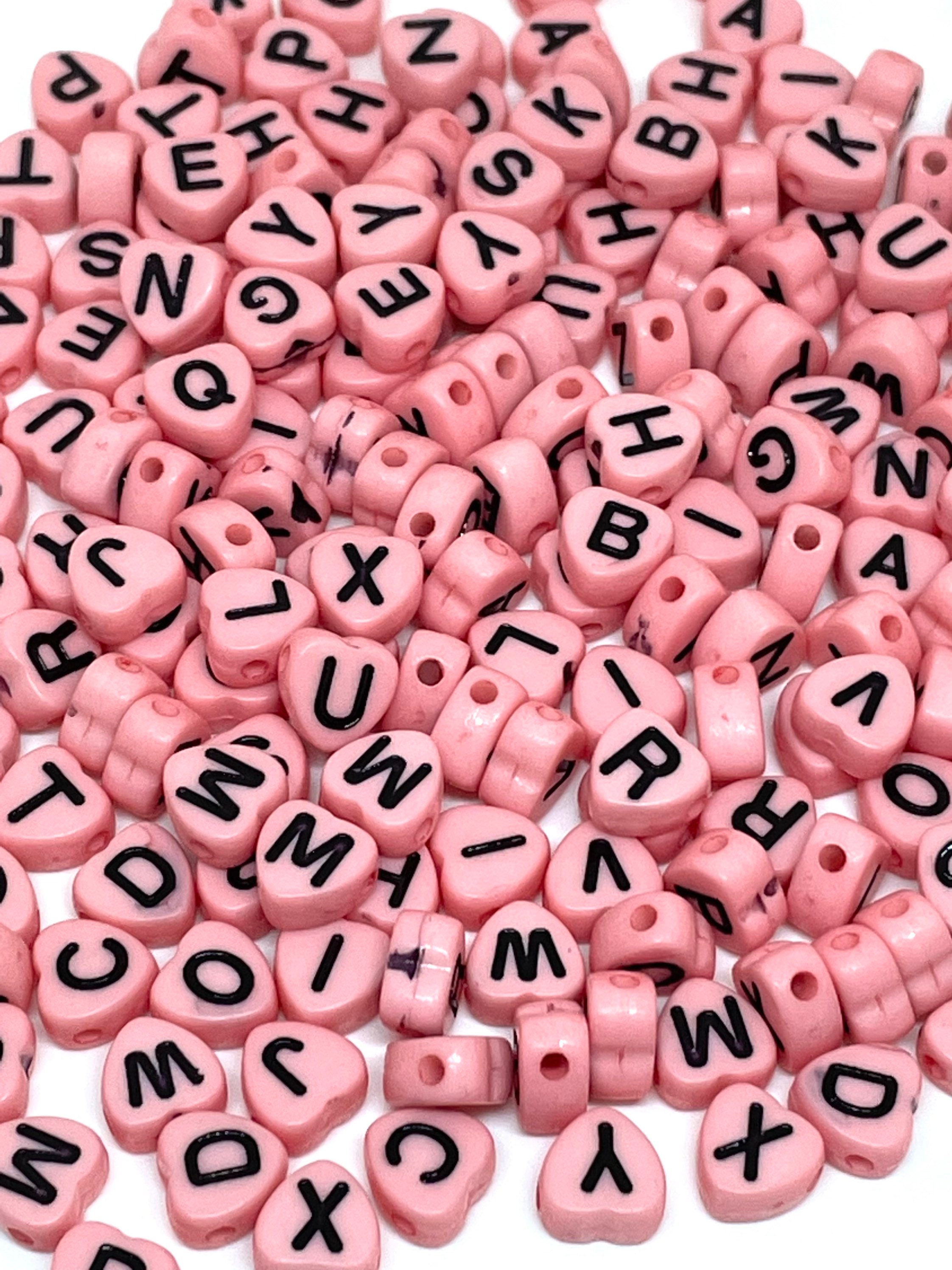 Coral Pink Letter Beads, Heart Alphabet Beads, Name Beads for Custom  Bracelet, Letter Beads for Necklace, 7mm Beads