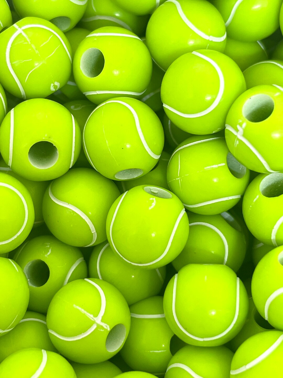 10mm Tennis Ball Beads, Tennis Charm, Sports Beads, Jewelry, Bracelet