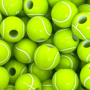 10mm Tennis Ball Beads, Tennis Charm, Sports Beads, Jewelry, Bracelet, Lime Green Themed