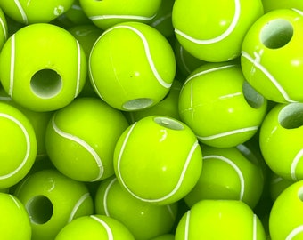 10mm Tennis Ball Beads, Tennis Charm, Sports Beads, Jewelry, Bracelet, Lime Green Themed