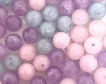 6mm Pretty Pastel Purple, Pink Morganite Stone Beads for Bracelet, Easter Themed, Sweet Beads