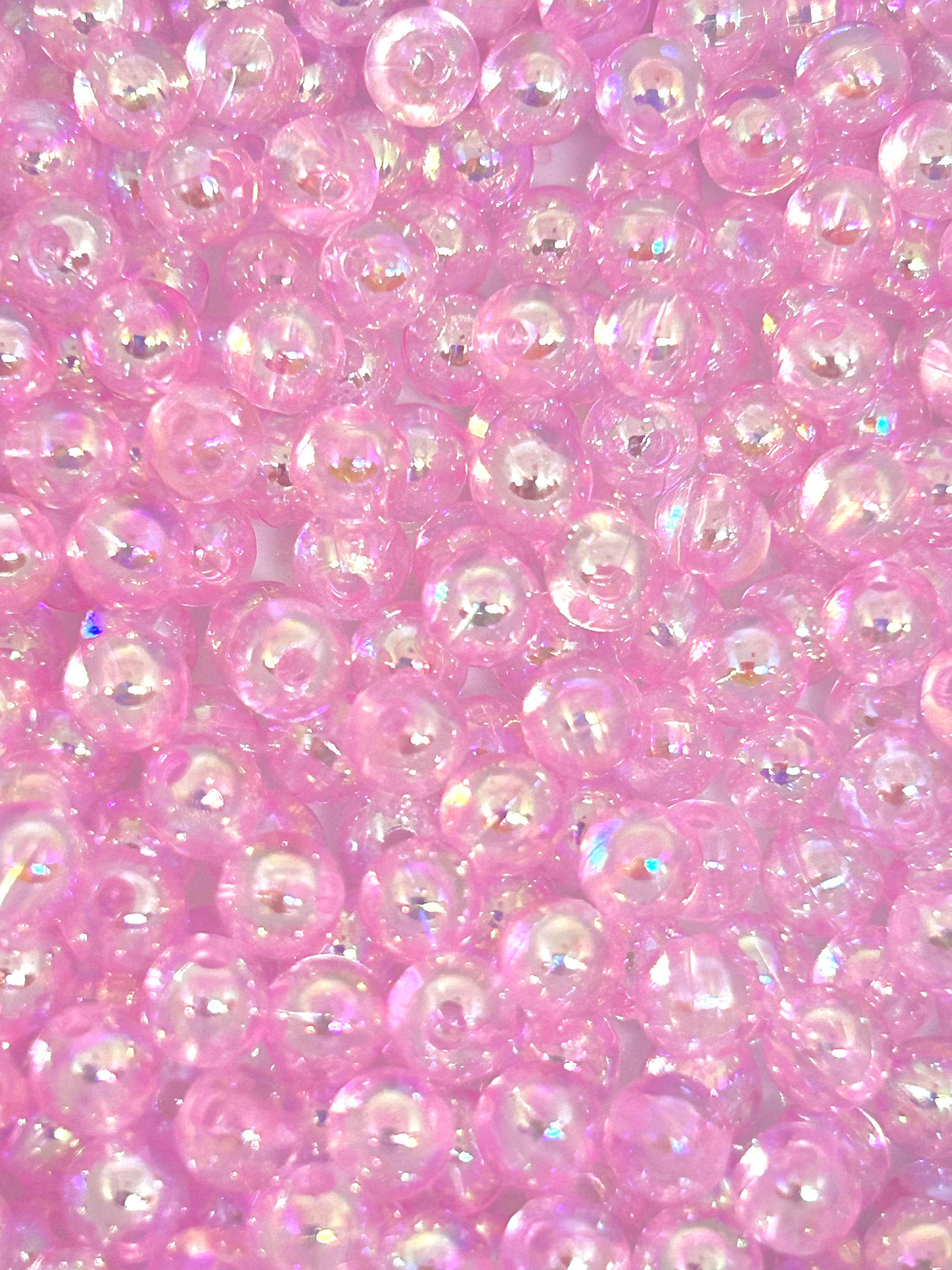 Iridescent Pink Bubble Beads for Bracelets 