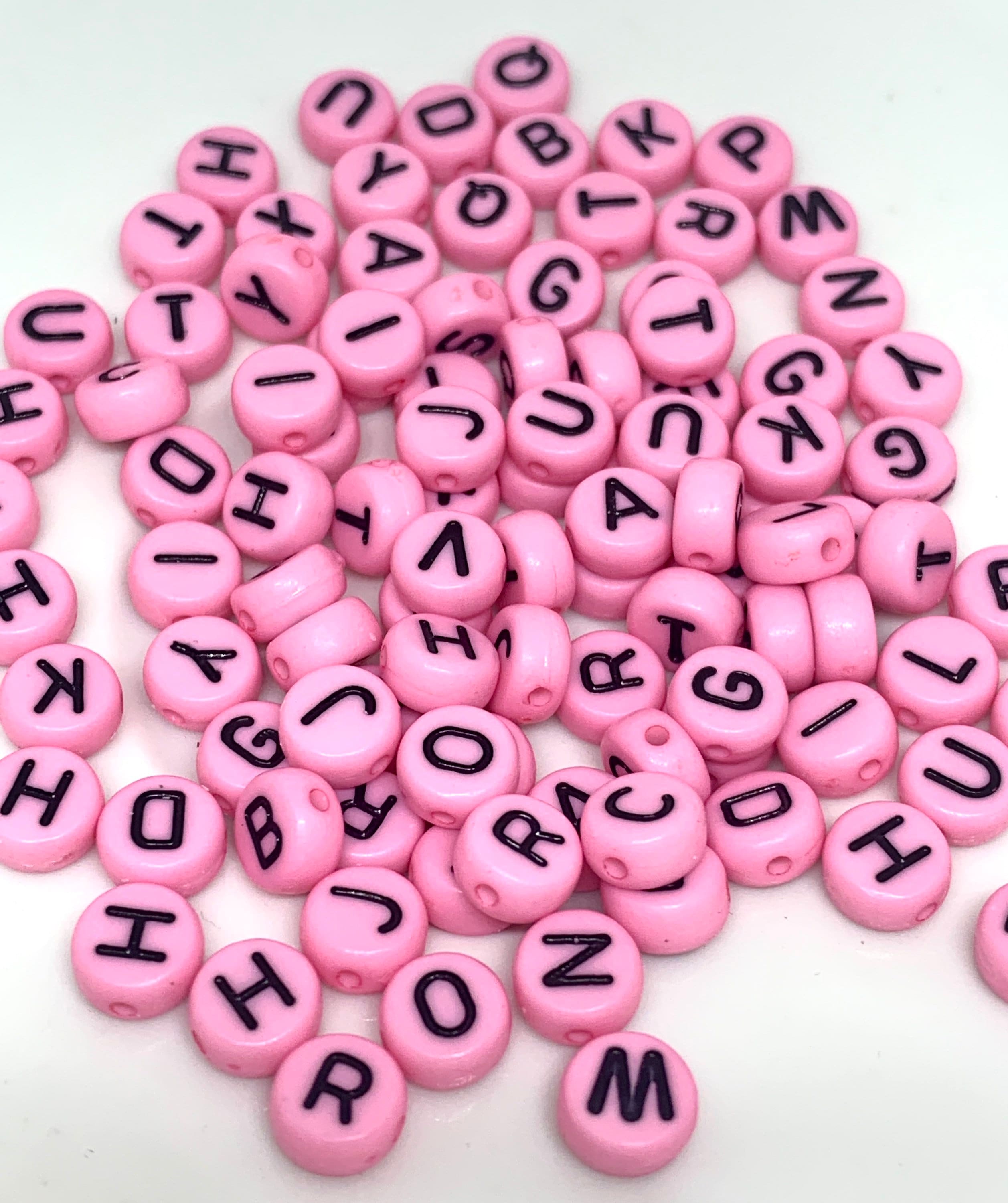 Pink Alphabet Beads Spacer Beads DIY Jewelry Round DIY Etsy