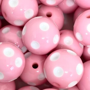 Pastell Rosa Polka Dot Perlen, Chunky Pink Perlen, 20mm Perlen für die Schmuckherstellung, Chunky Halskette, Chunky Schmuck, Pink Bubblegum Perlen