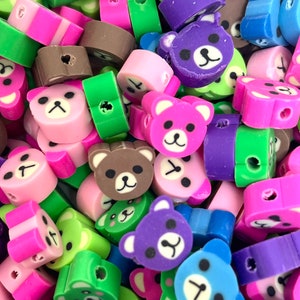 Süße Teddybär Perlen, Anhänger, Charm, handgemachte Perlen aus Polymerton