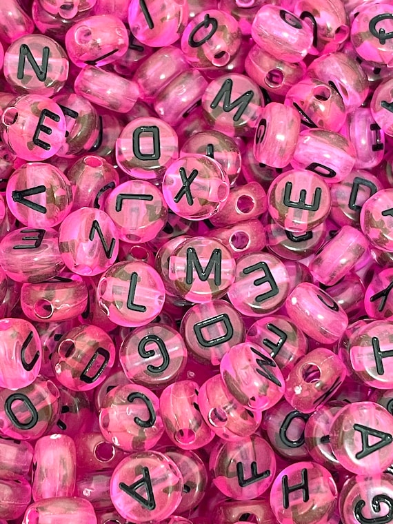 Magenta Pink Letter Beads, Magenta Beads, Alphabet Beads for Name Jewelry,  Word Beads, Translucent Pink Jewelry -  Norway