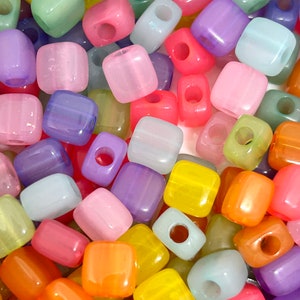 Translucent Candy Square Beads, Acrylic Cube Spacer Beads