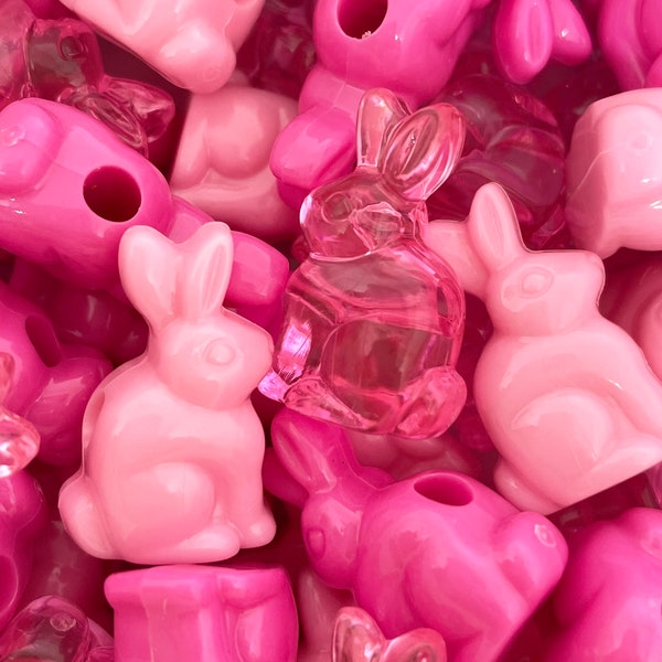 Pink Bunny Beads for Jewelry Making, Pink Easter Beads, Rabbit Charm, Animal Beads, Bunny Charm for Necklace