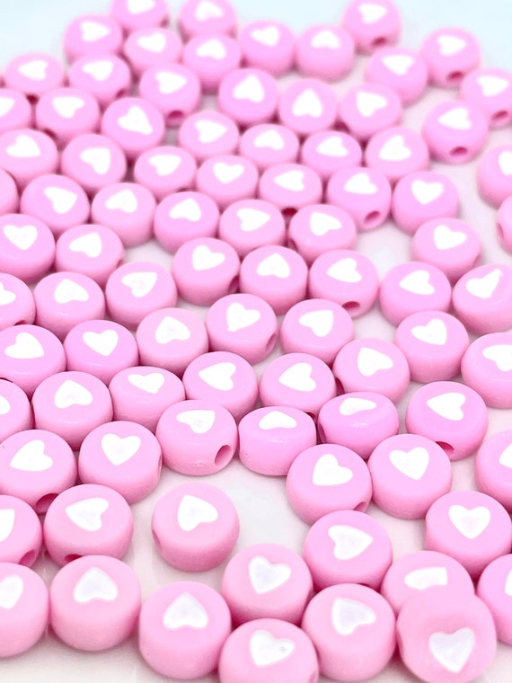Pink Heart in Heart Acrylic Beads