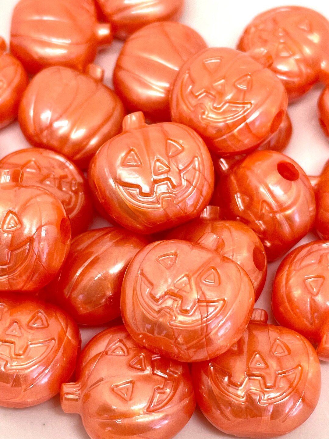 Halloween Beads, Pumpkin Beads for Necklace, Jack O Lantern Beads ...