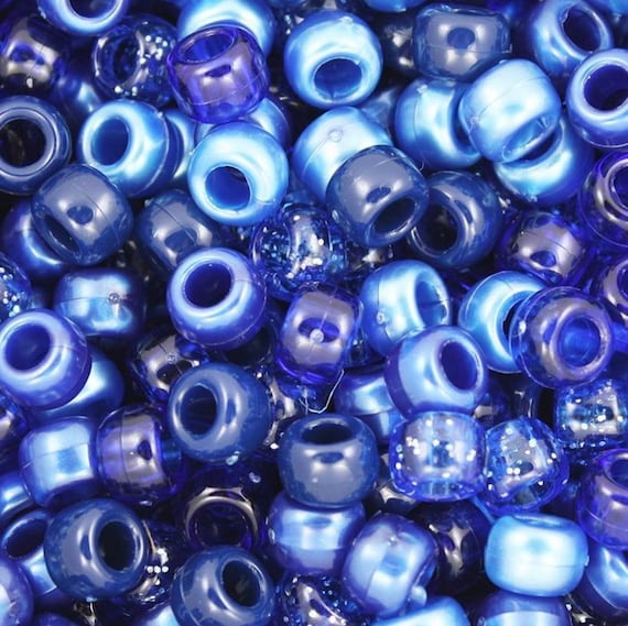 Ocean Blue Bead Mix, Blue Pony Bead Mix for Bracelet, Blue Beads