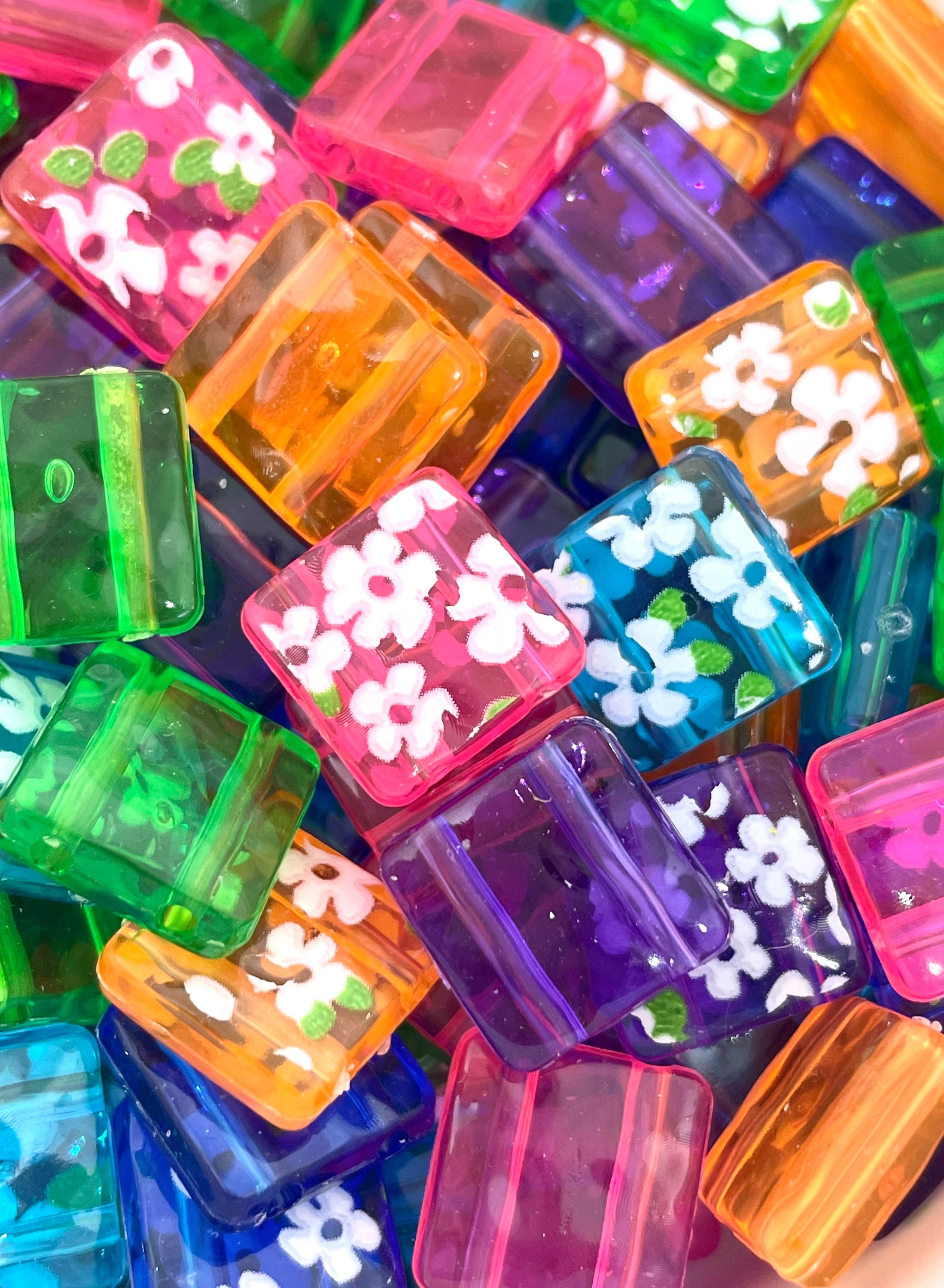 Translucent Flat Bead Set Daisy Beads Flower Beads for Etsy