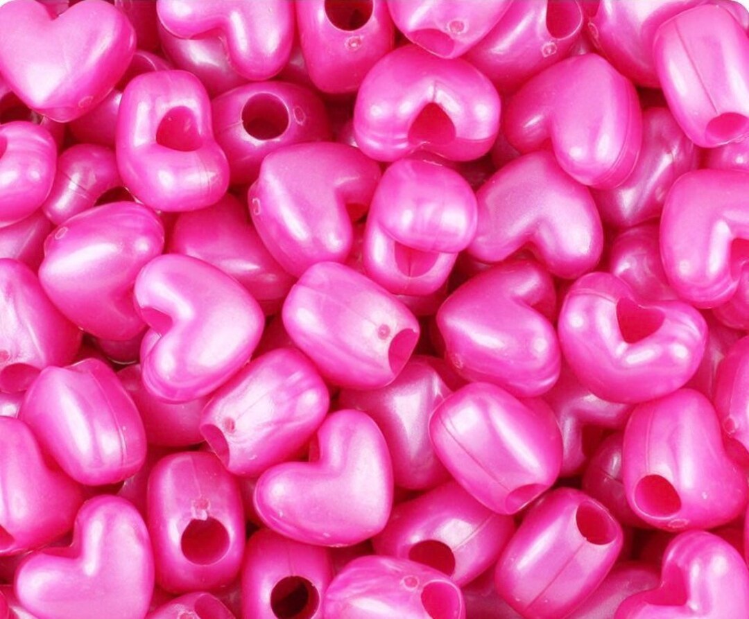 Pink Heart Pony Beads, Kandi Beads, Heart Beads, Spacer Beads Etsy