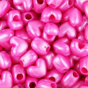 Pink Heart Pony Beads, Kandi Beads, Heart beads, Spacer Beads