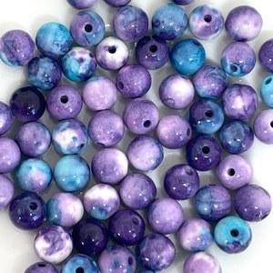 6mm Purple Blue and White Stone Beads Natural Stone Dark -  Sweden