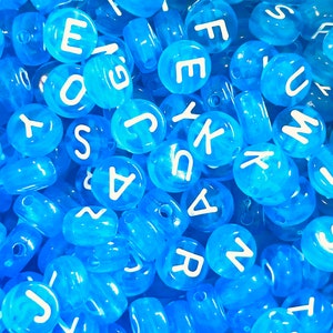 Baby Blue Alphabet Beads for Jewelry Making, Gender Beads, Baby