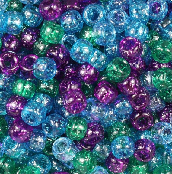 Glitter Beads, Mermaid Bead Mix, Blue Beads, Kandi Beads, DIY Jewelry,  Kawaii Supplies
