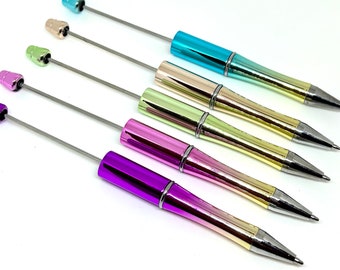 Metallic DIY Blank Pens for Beads, Beadable Pens to Customize, Unique Gifts