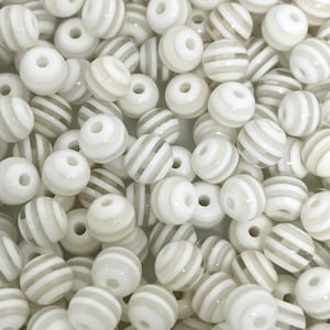 White Striped Beads for Jewelry Making