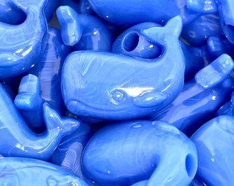 Perline a forma di balena blu, perline di animali marini, perline oceaniche, perline uniche per la creazione di gioielli, perline d'acqua per l'artigianato, ciondolo a forma di balena per collana