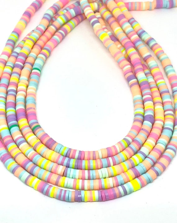 Mini Tropical Pastel Heishi Beads, Tiny Beads for Jewelry Making