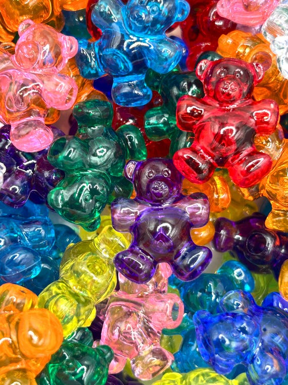 Gummy Bear Beads – Colorful Bear Acrylic Beads, Candy Style Beads, Cute Novelty Beads for Jewelry Making, Kids Crafts & DIY